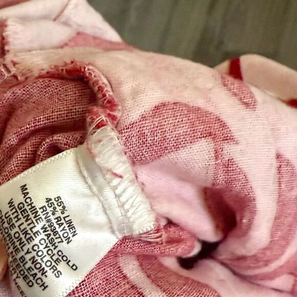 Liz Claiborne|Floral Linen sleeveless wide leg jumpsuit,red/white tropical print - Picture 8 of 13